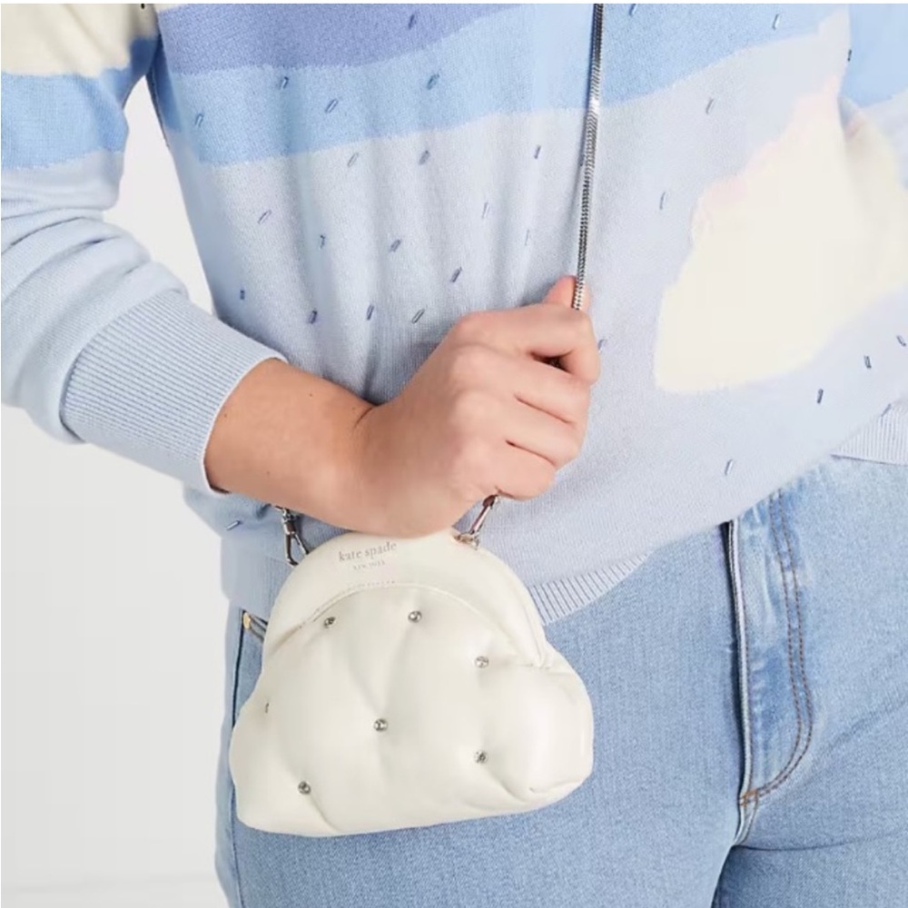 NWT Kate Spade Mini Cloud purse | white & silver